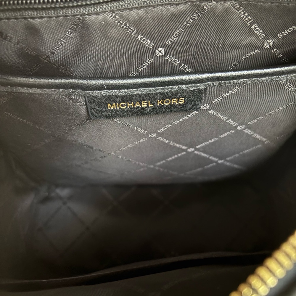 Michael Kors Erin Quilted Black Backpack with Gold Details - Picture 4 of 5